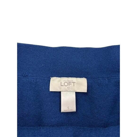 Ann Taylor LOFT Womens Blue Black Colorblock Knit Skirt S Pull On Knee Length - Picture 3 of 5
